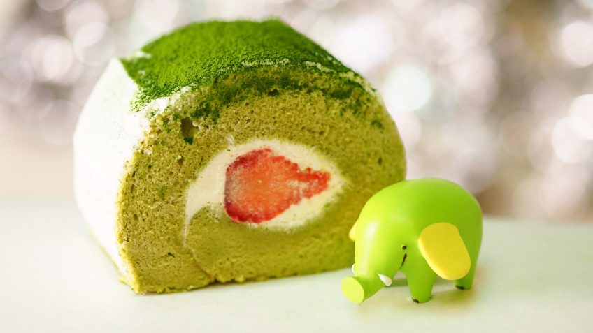 Fraisier roulé au matcha